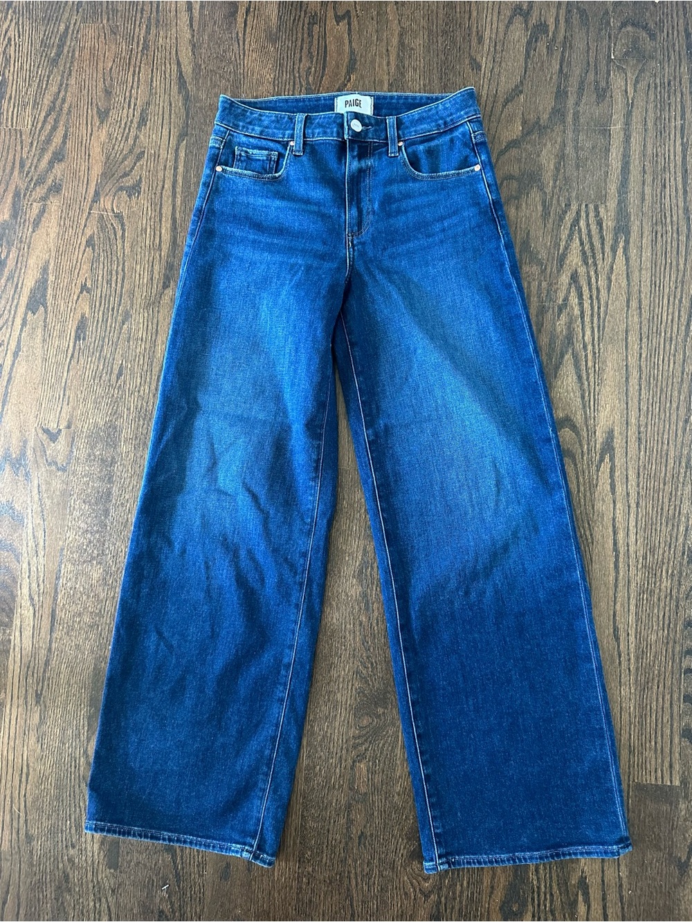 PAIGE High-Rise Wide Leg Jeans in Dark Blue